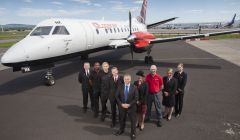 Loganair managing director Jonathan Hinkles (front) says it is enviable prices will prise on routes to and from Sumburgh.