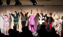 The Imposters, from left to right: Ashlea Tulloch, Marjolein Robertson, Jill Charleson, Matthew Simpson, Thomas Jones, Alex Garrick-Wright, Les Sinclair.