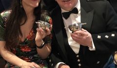 BBC Shetland's Jane Moncrieff and photographer Malcolm Younger enjoying the media ball in Inverness on Friday night.