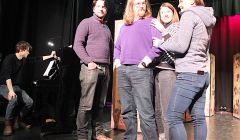 The Scottish Opera cast on stage at the Garrison Theatre on Wednesday evening. Photo: Alex Garrick-Wright.
