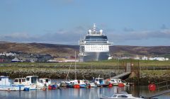 The Celebrity Eclipse photographed by John Bateson from Bressay.