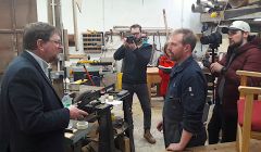 Martin Tregonning speaking to Cecil Tait of Paparwark while being filmed.