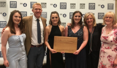 Aimee and Kirsty Budge (centre) flanked by Countryfile's Adam Henson and Charlotte Smith and family. Photo: BBC's The Food Programme Twitter.