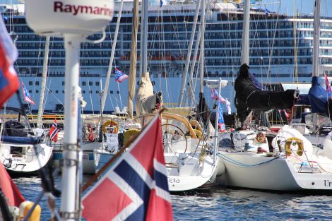 Lerwick harbour was busy on Friday with yachts participating in the Shetland Race as well as the 293 metre cruise liner Costa Mediterranea visiting. Photo: Hans J Marter/Shetland News