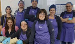 Scottish communities secretary Aileen Campbell at Shetland Soap on Tuesday with L-R Karen Blair, Darren Johnson, Louise Jamieson, Robbie Inkster, Julie Sandison, Siobhan Scott-Miller and Marc Chivers.