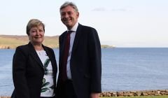 Scottish Labour leader Richard Leonard and Highlands and Islands Labour MSP Rhoda Grant in Lerwick on Monday. Photo: Hans J Marter/Shetland News