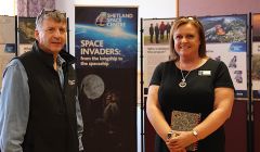 Frank Strang and Carol Duncan, Shetland Space Centre project assistant. Photo: Hans J Marter/Shetland News