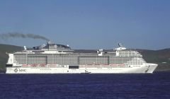 MSC Meraviglia leaves Lerwick. Photo: Peter Johnson/Shetland News
