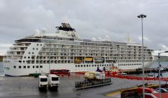The World at Morrison Dock on Thursday morning. Photo: Chris Cope/Shetland News