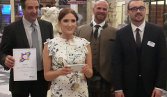 Scottish Water staff with the award. Left to right: Alan Blance (treatment team leader Shetland, Lauren Dixon (sustainable land Management), Jared Stewart (sustainable land management), Kenneth Johnston (senior treatment op Shetland)
