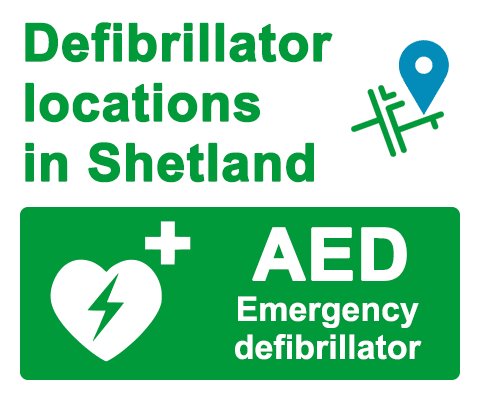 Defibrillator locations in Shetland