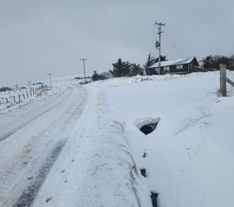 The road is covered in snow.