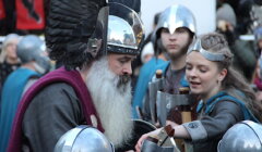 A man in a viking costume.