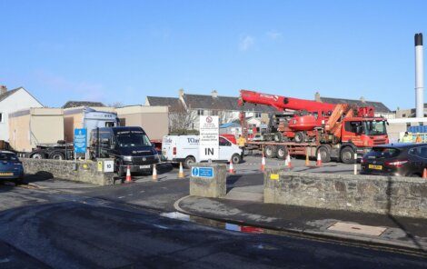 A crane in a car park