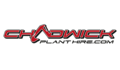 Chadwick plant hire company logo with stylized text and red and black color scheme.
