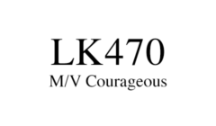 Text reading "LK470 M/V Courageous" in black letters on a white background.
