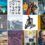 A collage of various artistic images, including abstract paintings, musicians with instruments, nature scenes, and human figures.